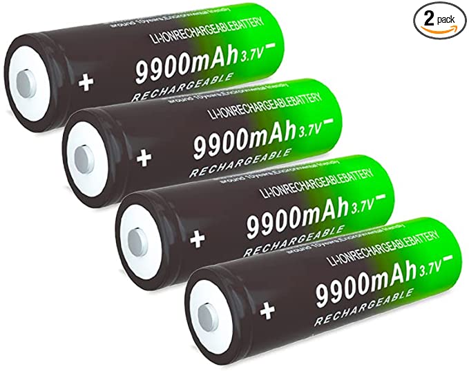 Photo 1 of 3.7V Rechargeable Batteries, 9900mAh Button top Battery for Headlight, Flashlight, doorbell ,Toys and Other Electronic Devices (4 Pack)
