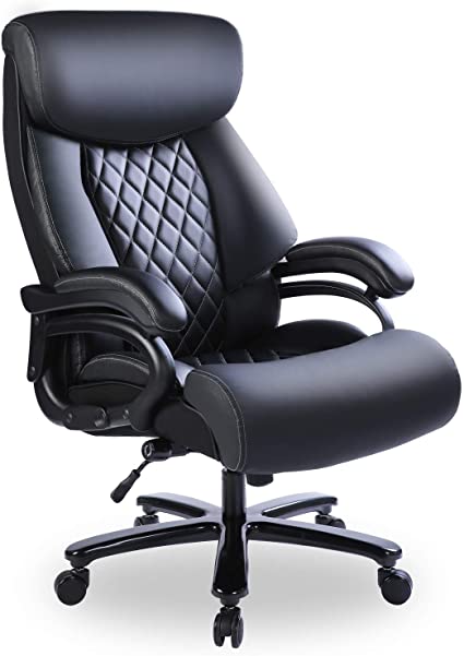 Photo 1 of Bowthy Big and Tall Office Chair 400lbs Heavy Duty Ergonomic Computer Desk Chair with Arms High Back Adjustable Lumbar Support 360 Swivel Task Chair Executive Leather Chair (Black)
