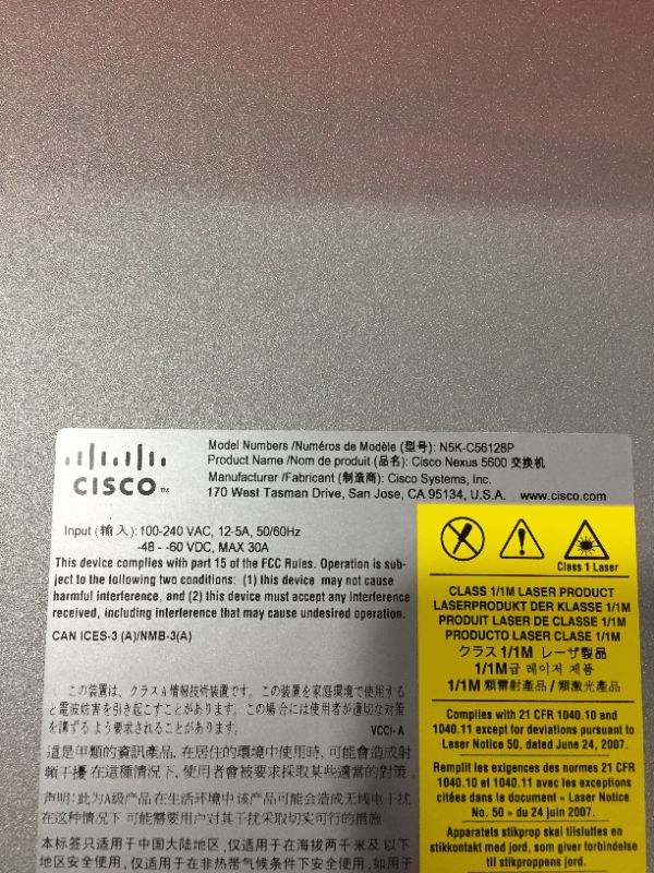 Photo 3 of CISCO N5K-C56128P NEXUS 56128P 2RU 48X 10GB SFP+ 4X 40GB QSFP+ PLATFORM
