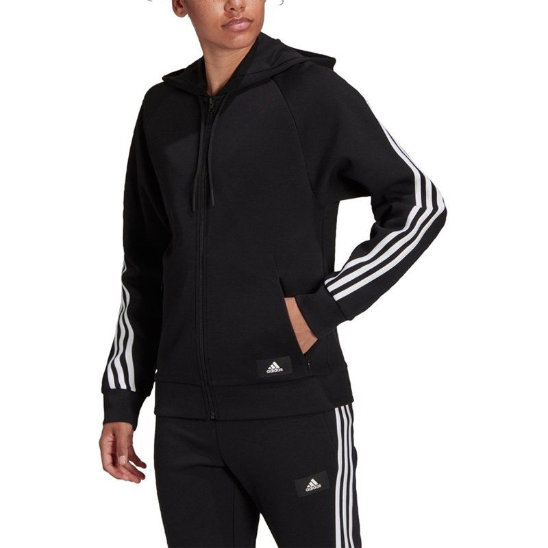 Photo 1 of Adidas Women's Future Icons 3-Stripes Hooded Track Et Black, X-Large - Women's Athletic Jackets at Academy Sports
