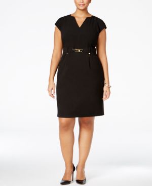 Photo 1 of Calvin Klein Women's Plus-Size Shirt Dress with Gold Hardware
