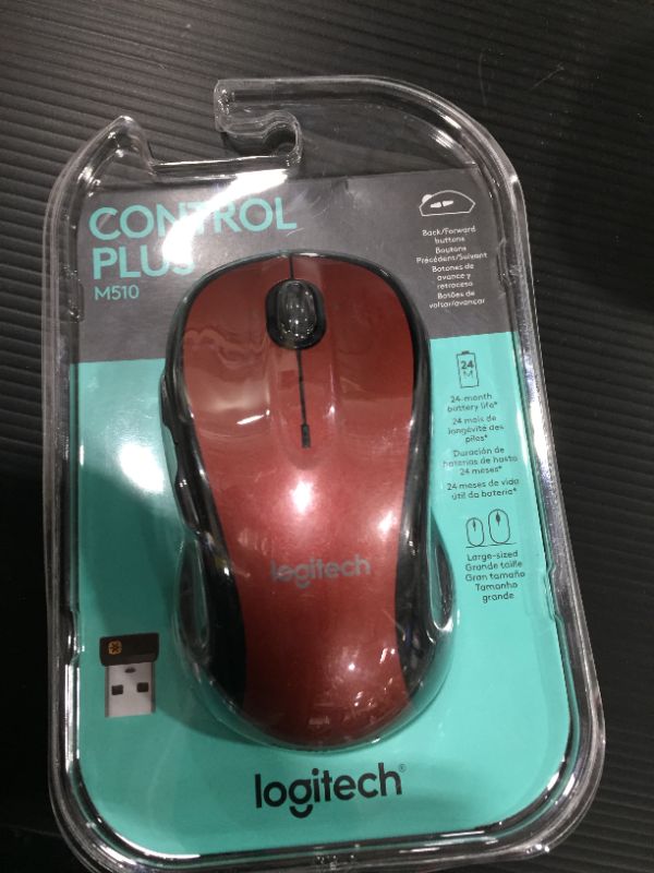 Photo 2 of Logitech M510 Wireless Laser Mouse, Red/Black, 910-004554
