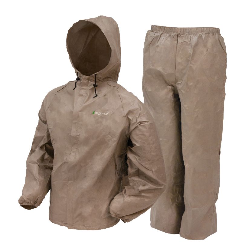 Photo 1 of Frogg Toggs Men's Ultra-Lite 2 Jacket and Pants Rain Suit Khaki, Medium, Model UL12104-04MD
