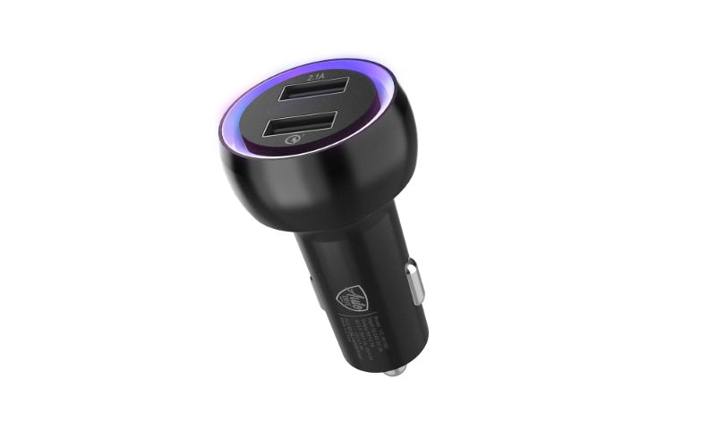 Photo 1 of Auto Drive Smart Car Charger with Pulsing Light, Dual USB Charging Ports, Quick Charge, Parking Locator, Voltage Monitor, Multi Functions Controlled V
