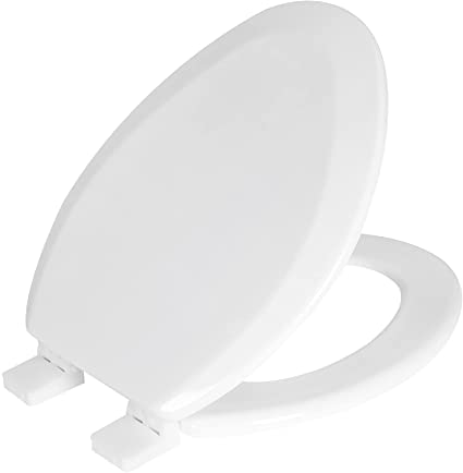 Photo 1 of AINAZHI Elongated White Wooden Toilet Seat, Fast and Secure installation, Easy Clean,Non-American Standard Toilet Seats

