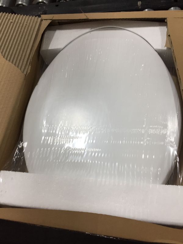 Photo 2 of AINAZHI Elongated White Wooden Toilet Seat, Fast and Secure installation, Easy Clean,Non-American Standard Toilet Seats
