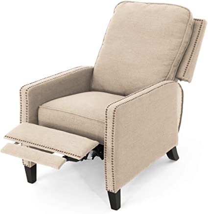 Photo 1 of Christopher Knight Home 304806 Armstrong Recliner, Beige + Dark Brown
