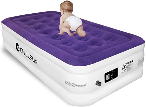 Photo 1 of CHILLSUN Twin Air Mattress Inflatable Airbed with Built in Pump, 3 Mins Quick Self-Inflation, Comfortable Top Surface Blow Up Bed for Home Portable Camping Travel, 75x39x18'', 550 lb MAX
