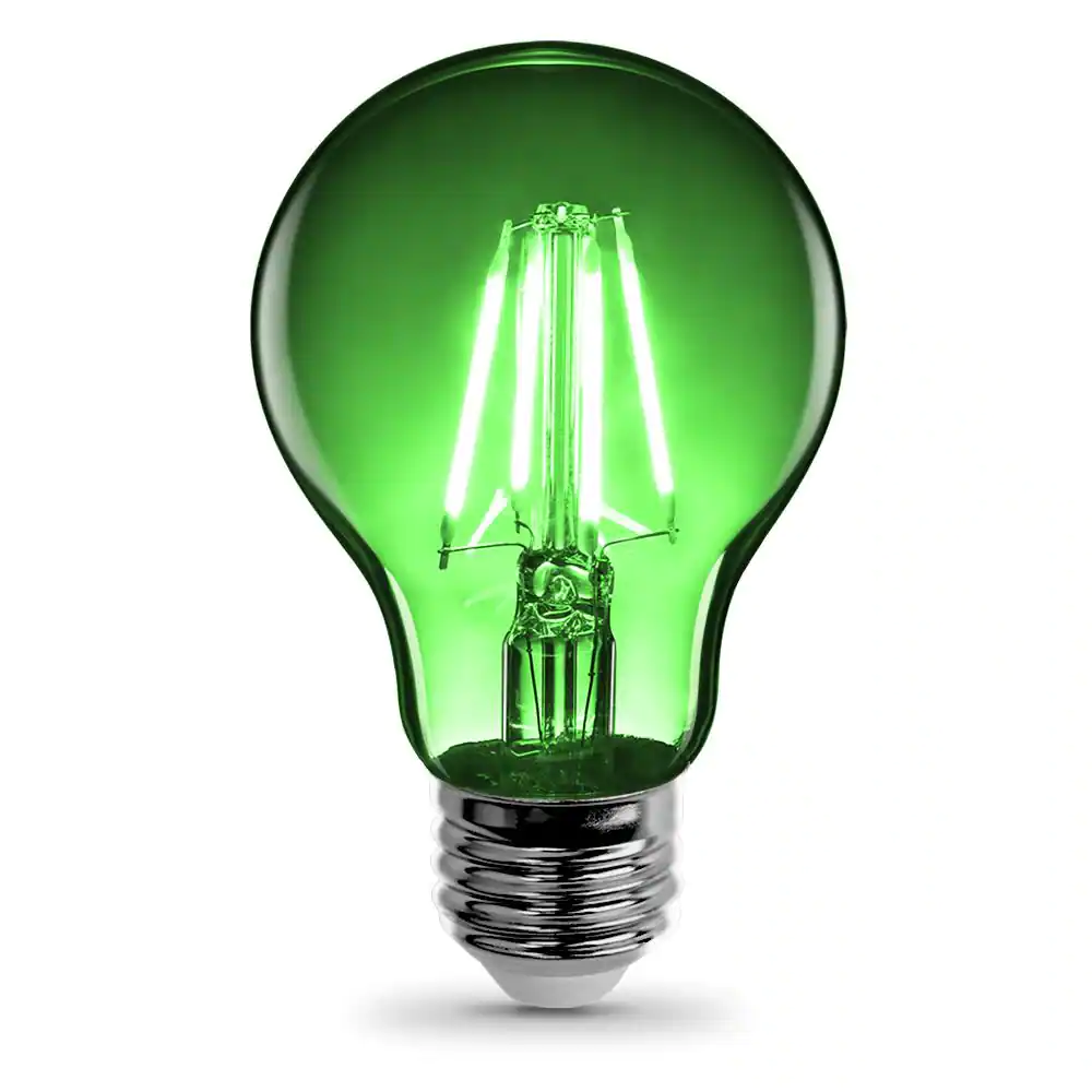 Photo 1 of 25-Watt Equivalent A19 Medium E26 Base Dimmable Filament LED Light Bulb Green Colored Clear Glass (2-Bulb)
