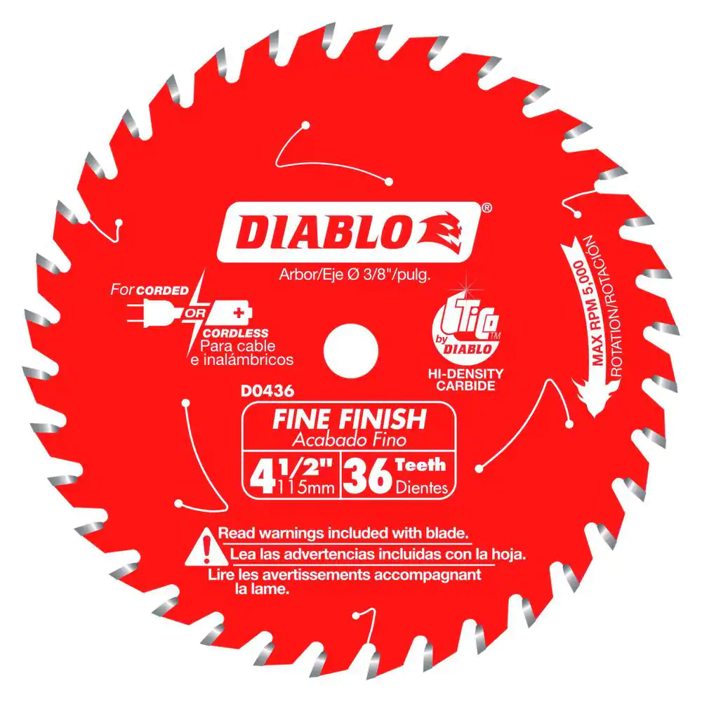Photo 1 of 4-1/2 in. x 36-Tooth Fine Finish Circular Saw Blade
