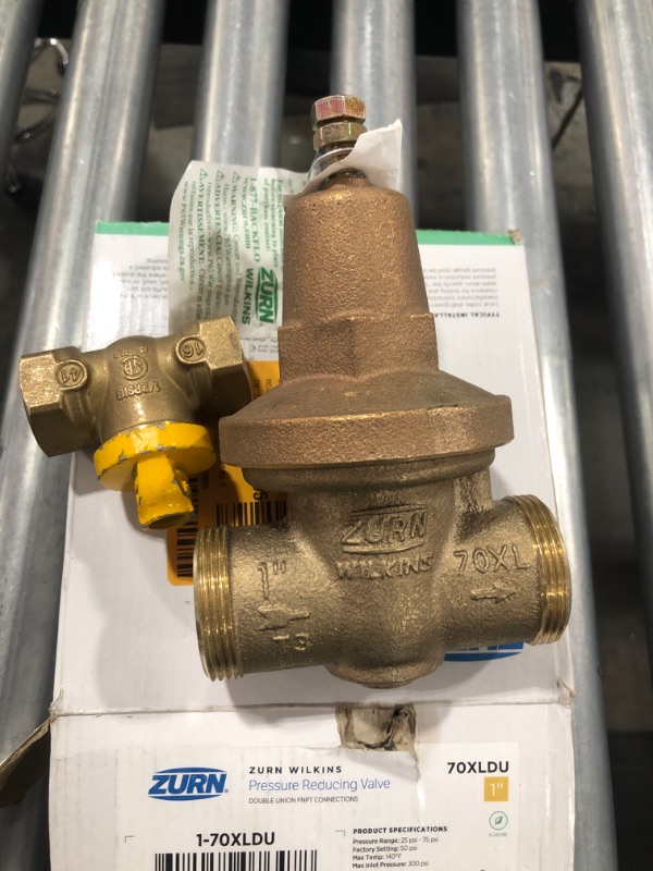 Photo 2 of 1 in. Brass Water Pressure-Reducing Double-Union FNPT Valve
