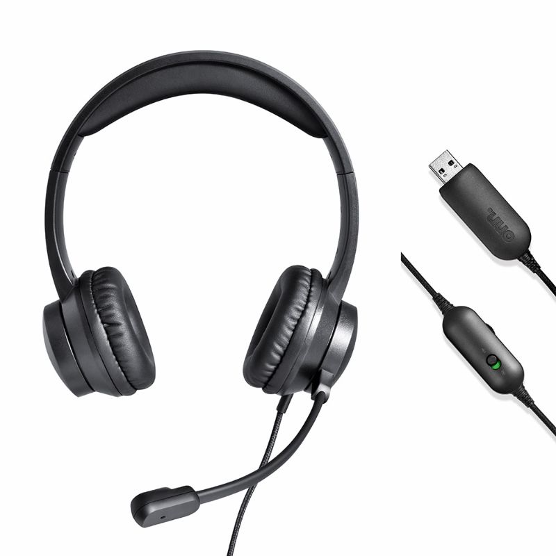 Photo 1 of Onn. USB Stereo Headset with Built-in Microphone and in-Line Volume Control, 6 Ft Cord
