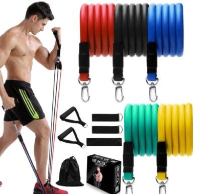 Photo 1 of BERCOL 11Pcs/Set Resistance Bands Set Fitness Exercises Yoga Resistance Bands Core Strength Pull Rope Home Gyms Workout Elastic
