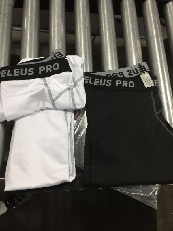 Photo 2 of Neleus Men's 2 Pack Compression Pants Running Tights Sport Leggings,6026,White,Black,XXL
