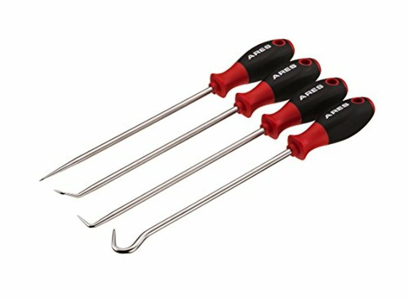 Photo 1 of ARES 70246-4-Piece Hook and Pick Set - Includes a Large Straight Pick, 90 Degree Pick, Combination Pick and a Hook Pick - Chrome Vanadium Steel Shafts - Easily Remove Hoses, Gaskets and More (B071S1P7XG)