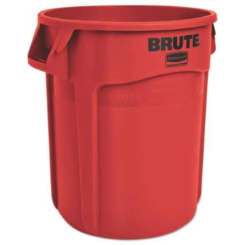 Photo 1 of 10 Gal. Plastic Round Trash Can, Red
