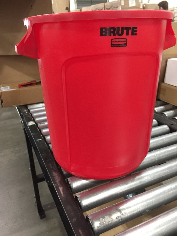 Photo 2 of 10 Gal. Plastic Round Trash Can, Red
