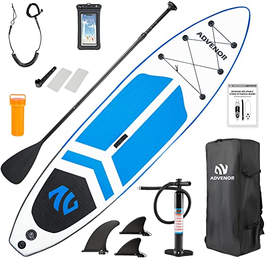 Photo 1 of ADVENOR Paddle Board 11'x33 x6 Extra Wide Inflatable Stand Up Paddle Board with SUP Accessories Including Adjustable Paddle,Backpack,Waterproof Bag,Leash,and Hand Pump,Repair Kit
