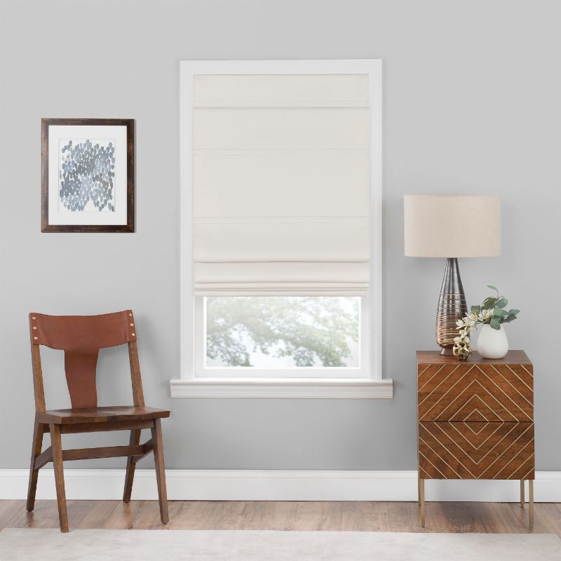 Photo 1 of Achim Roman Indoor Cordless Ivory Polyester Blackout Window Roman Pleated Shade 64 L X 27 W
