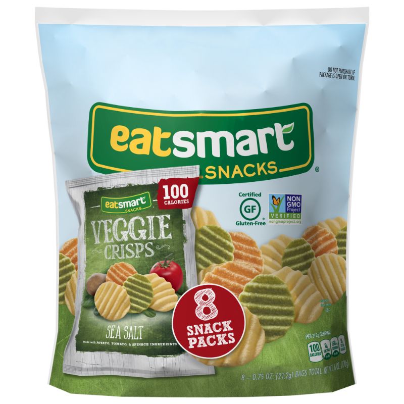 Photo 1 of 6 Bags of 8 Ct Snack Packs - Eatsmart Snacks, Veggie Crisps with Sea Salt, 100 Calorie Multipack, 
