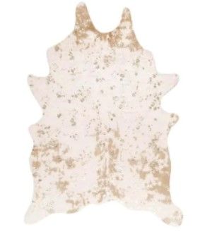 Photo 1 of Alferce Faux Cowhide Off-White 4 ft. x 5 ft. Shaped Area Rug