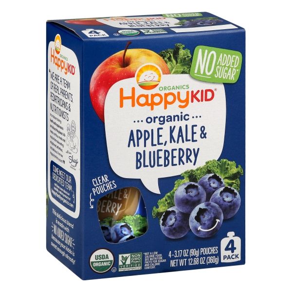 Photo 1 of Happy Squeeze Fruit and Veggie Snack - Organic - Blended - Twist - Apple Kale and Blueberry - 4/3.17 Oz - Case of 4
