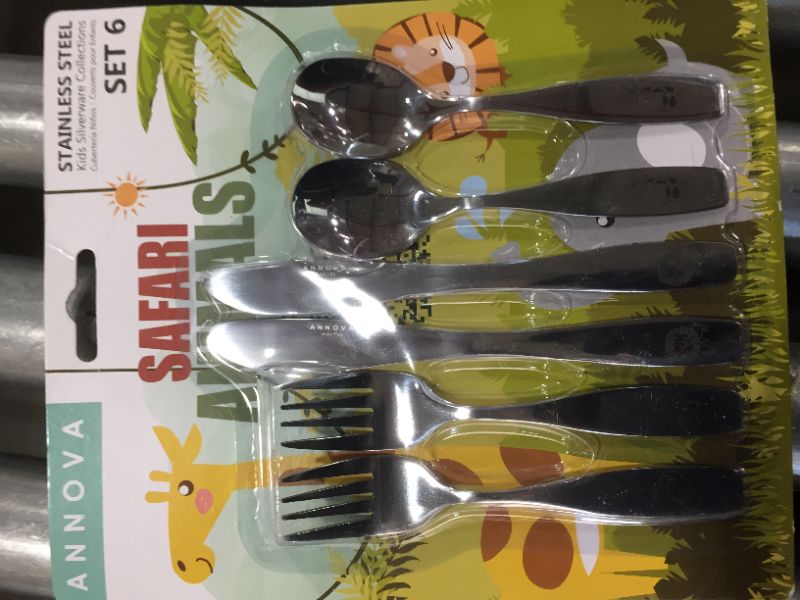 Photo 2 of ANNOVA Kids Silverware 6 Pieces Children's Safe Flatware Set Stainless Steel - 2 X Safe Forks, 2 X Table Knife, 2 X Tablespoons, Toddler Utensils Safa
