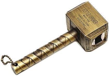 Photo 1 of Ansley&HosHo Personalized Funny Thor Hammer Shape Beer Bottle Opener Mjolnir Portable Keychain for Party Pub Bar Gifts Wine Corkscrew Beverage Wrench Bronze 6.5×2.75×1.7"
