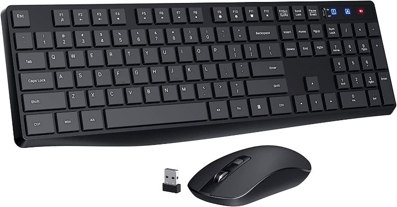 Photo 1 of PONVIT PC230 Wireless Keyboard Mouse Combo, Energy Saving, Slim Quick 2.4GHz Cordless Full Size Computer Keyboard Silent & 3 Adjustable DPI USB Mouse Independent On/Off Switch for PC Laptop, Black