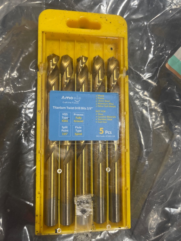 Photo 2 of amoolo 3/8" Titanium Drill Bits (5pcs)