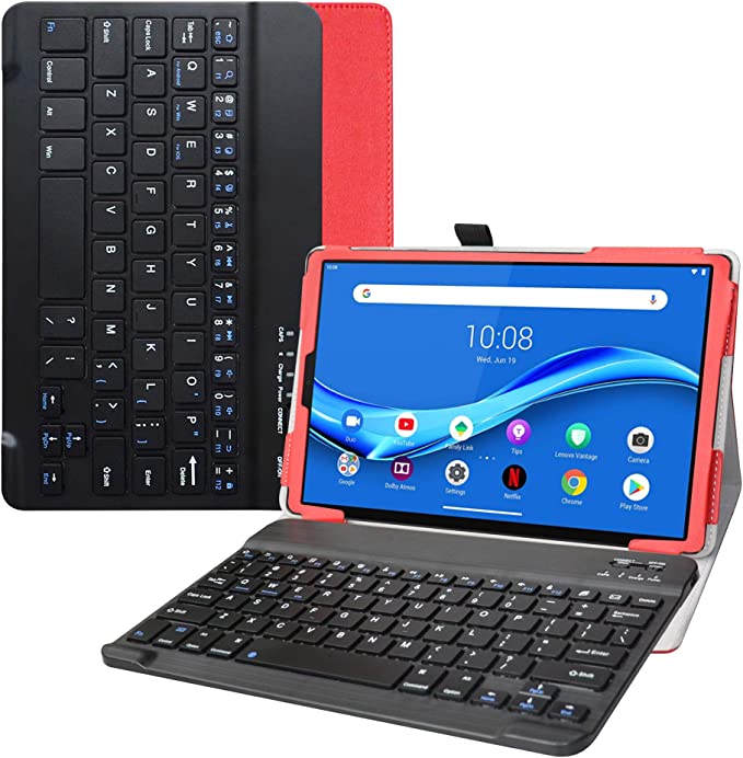 Photo 1 of Bige for Lenovo Tab M10 Plus Keyboard Case,PU Leather Cover with Romovable Keyboard for Lenovo Tab M10 Plus/Smart tab M10 Plus/Smart Tab M10 Plus Gen 2 10.3" Tablet,Red
