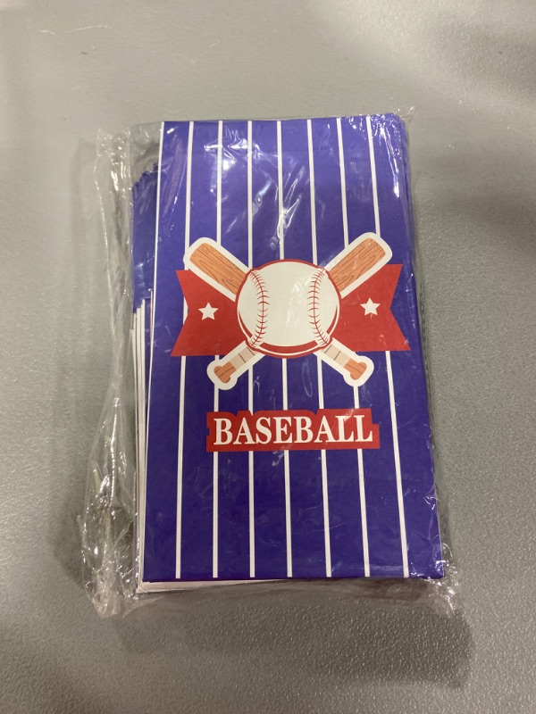 Photo 2 of 24 Pack Baseball Party Goodie Candy Favor Bags with Stickers Baseball Goodie Gift Treat Bags Baseball Themed Birthday Party MLB Game Celebration Supplies
