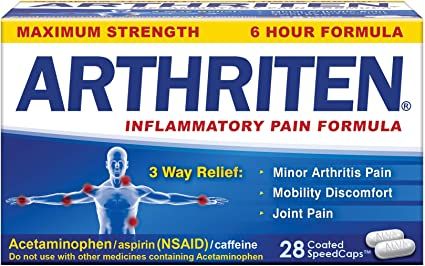 Photo 1 of Arthriten Inflammatory Pain Formula Caplets with 3 Active Ingredients: Aspirin, Acetaminophen & Caffeine, White, 28 Count (Pack of 1)
BB 08/2023 