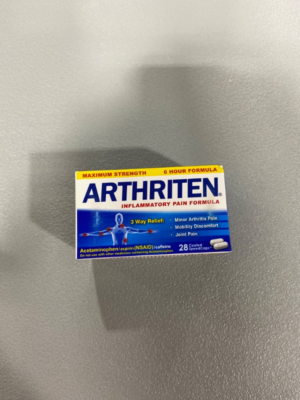 Photo 3 of Arthriten Inflammatory Pain Formula Caplets with 3 Active Ingredients: Aspirin, Acetaminophen & Caffeine, White, 28 Count (Pack of 1)
BB 08/2023 