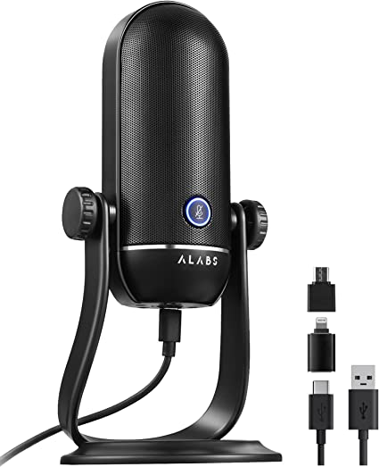 Photo 1 of Podcast Microphone, ALABS 192KHz 24bits USB Mic for Computer, Smartphone with Mic Monitoring and Gain Control Condenser Microphone for Podcast Streaming Recording ASMR Gaming, Iron 192
