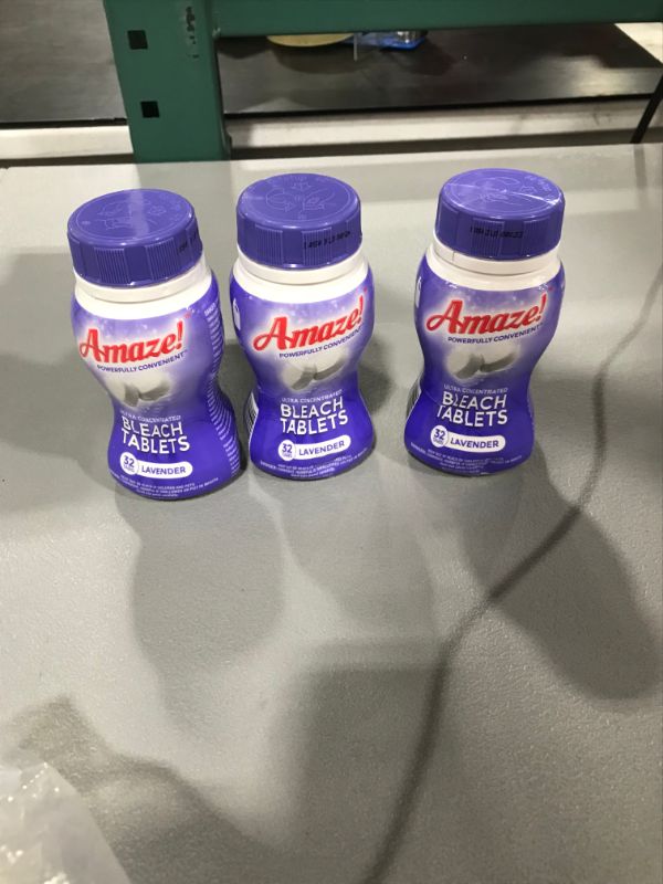 Photo 2 of AMAZE! Ultra Concentrated Bleach Tabs for Laundry and Home Cleaning. Lavender Scent (CASE of 3 Bottles)