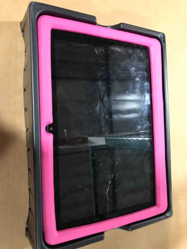 Photo 1 of Kids Tablet 10 Inch, Android 10.0 Tablet PC 10.1" Display 6000mAh Kidoz Pre Installed Parental Control Learning Tablet, 32GB ROM Quad Core Processor Wi-Fi Bluetooth Kid-Proof Case, Pink CRACKED SCREEN
