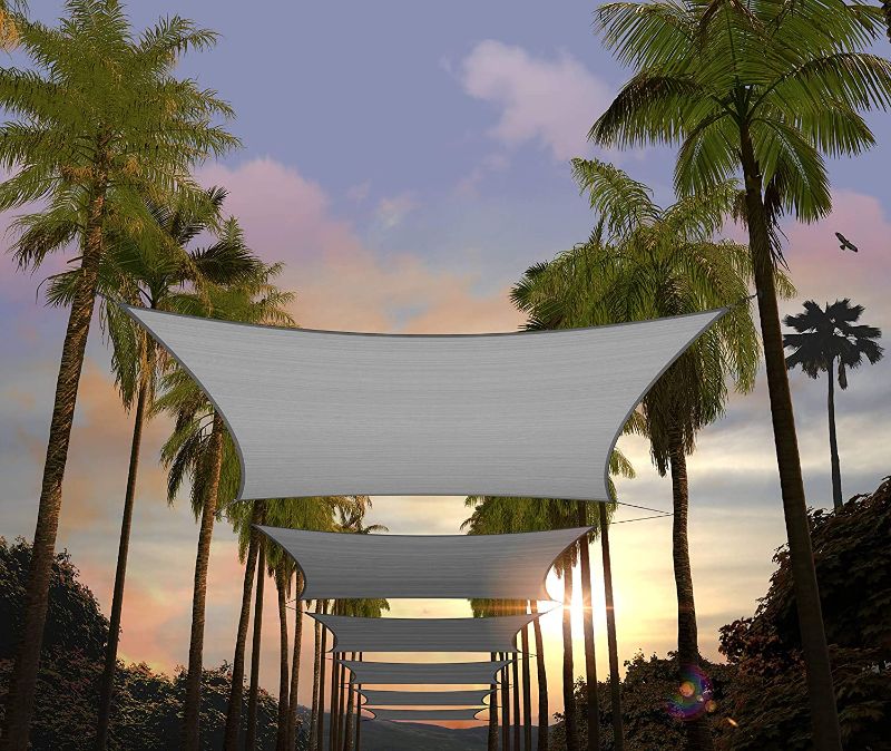 Photo 1 of Amgo 14' x 20' Grey Sun Shade Sail Rectangle AMTAPRN1420-190GSM- Pergola Shade Sails Canopy for Patio
