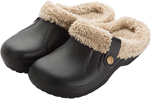 Photo 1 of ChayChax Waterproof Slippers Women Men Fur Lined Clogs Winter Garden Shoes Warm House Slippers Indoor Outdoor Mules SZ 8.5
