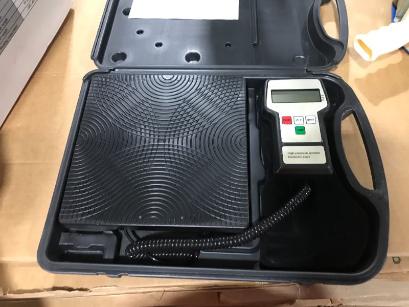 Photo 2 of NUFR Digital Refrigerant Electronic Scale, Portable High Accuracy HVAC Weight Scale Charging Valve 220 lbs/100kgs, Carrying Case Included
