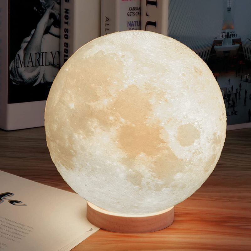 Photo 2 of 3D Moon Lamp 16 Colors Galaxy Moon Lamp with Stand 5.9 Inch USB Rechargeable LED Planet Lamp Remote & Touch Control Space Decor Night Light Gift for Kids Baby Girls Boys

