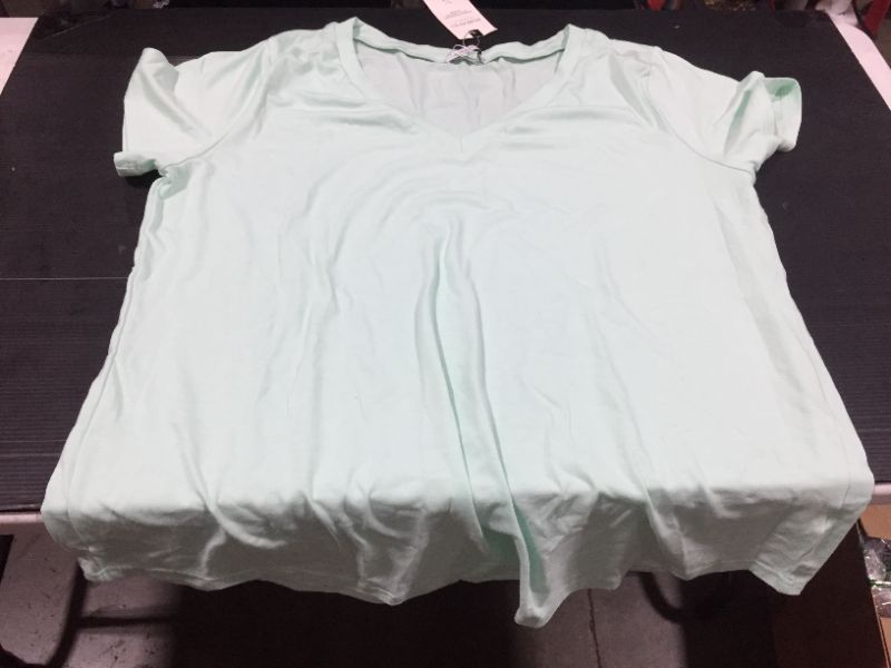Photo 2 of Adreamly Women's V Neck Short Sleeve Animal Print Summer Tops Basic T Shirts Size 2XL 