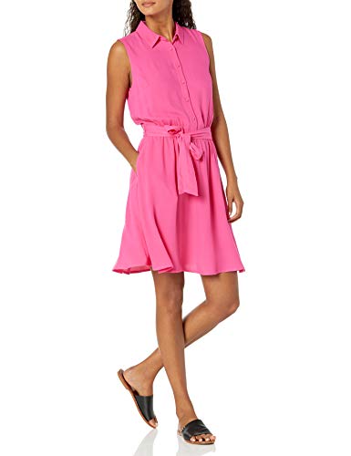 Photo 1 of Amazon Essentials Women's Sleeveless Woven Shirt Dress, Bright Pink, XX-Large
