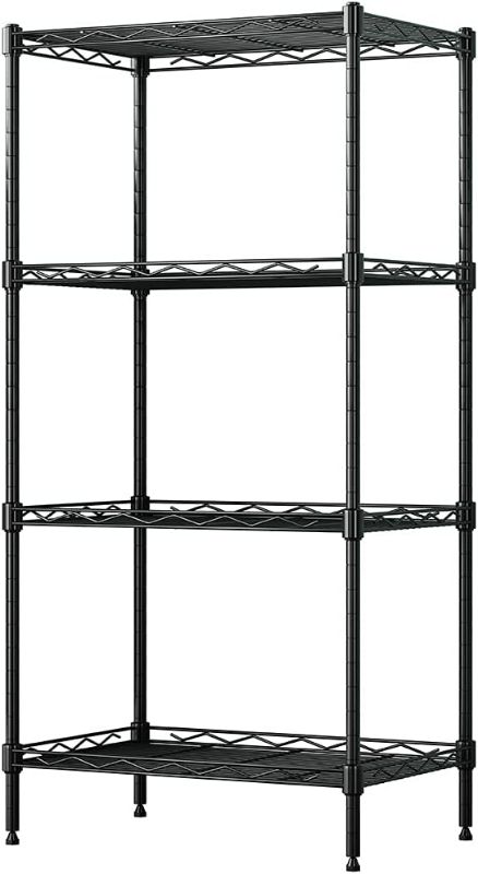 Photo 2 of 4-Shelf Adjustable,Metal Storage Rack,Steel Organizer Wire Rack,Adjustable Organizer Perfect for Pantry Laundry Bathroom Kitchen Closet,Organization,Black,(17.7L x 11.8W x 35.4H) inches
