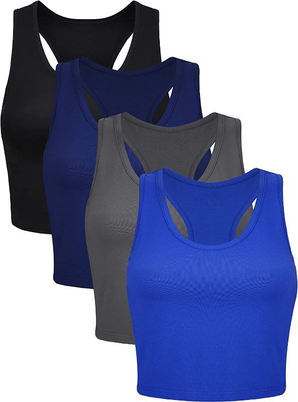 Photo 1 of 4 Pieces Basic Crop Tank Tops Sleeveless Racerback Crop Cami Top for Women Small 