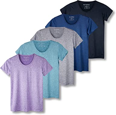 Photo 1 of 5 Pack: Women's Dry Fit Tech Stretch Short-Sleeve Crew Neck Athletic T-Shirt (Available in Plus Size)
