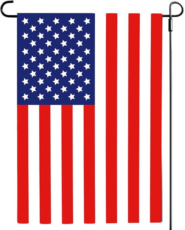 Photo 1 of American USA Flag Garden Flags 12x18 Double Sided- Small United State USA Yard American Flags for Patio Garden Yard Outside
