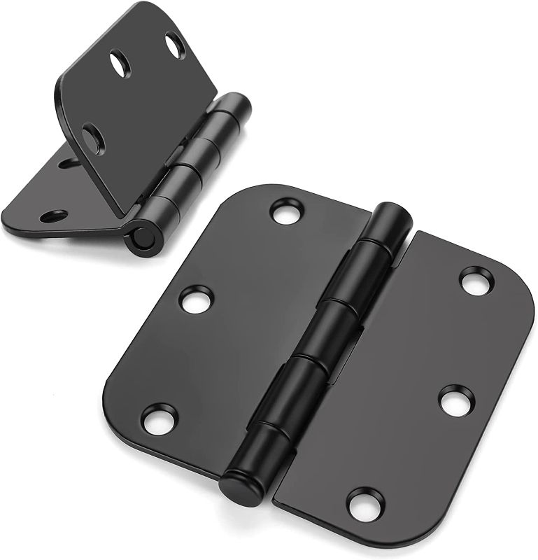 Photo 1 of 24 Pack Noise-Free Matte Black Door Hinges Black Door Hinges 3.5 Inch, Haidms Interior Door Hinges with 5/8" Radius Corner
