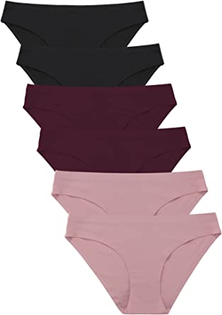 Photo 1 of 6 Pack Women’s Seamless Hipster Underwear No Show Panties Invisibles Briefs Soft Stretch Bikini Underwears XS-XL
