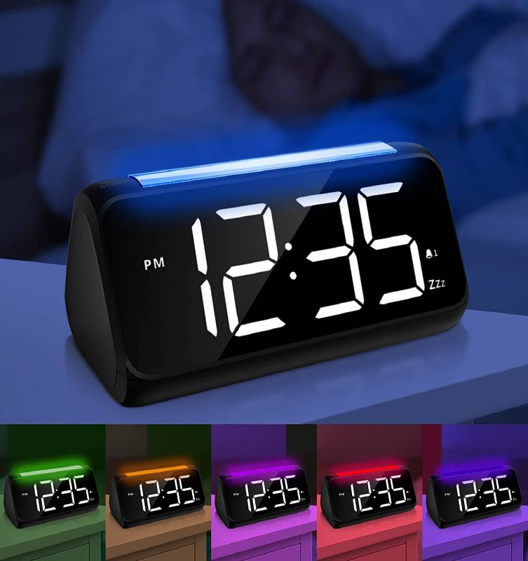 Photo 1 of Digital Alarm Clock for Bedrooms, Netzu Bedside Alarm Clocks with 8 Color Night Light, Large LED Display, Dual Alarm, Dimmer, USB Charger Port, Clock for Kids,Teens, Seniors (Upgrade) (Black)
